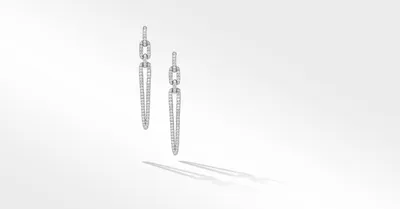 Stax Elongated Drop Earrings in 18K Gold with Full Pavé Diamonds