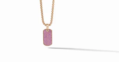 Pavé Tag in 18K Rose Gold with Pink Sapphires