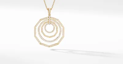 Stax Pendant Necklace in 18K Yellow Gold with Full Pavé Diamonds