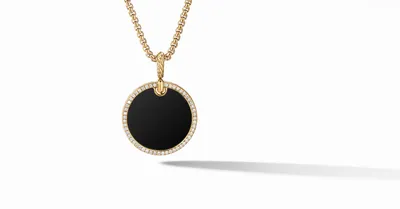 DY Elements® Disc Pendant in 18K Yellow Gold with Black Onyx and Pavé Diamond Rim