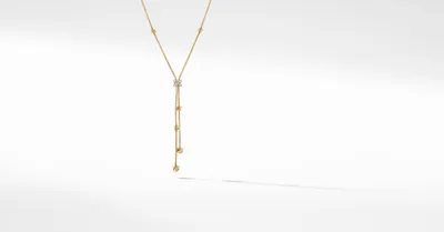 Petite Helena Y Necklace in 18K Yellow Gold with Pavé Diamonds