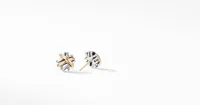 Crossover Stud Earrings in Sterling Silver with 18K Yellow Gold