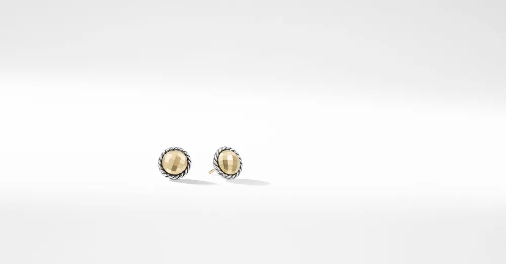 Petite Chatelaine® Stud Earrings in Sterling Silver with 18K Yellow Gold Domes