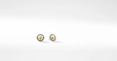 Petite Chatelaine® Stud Earrings in Sterling Silver with 18K Yellow Gold Domes