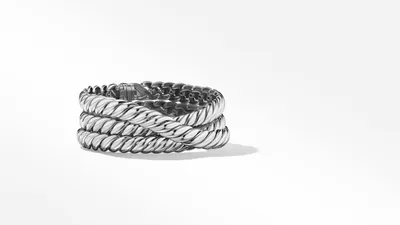 Sculpted Cable Triple Wrap Bracelet Sterling Silver