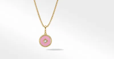 Cable Collectibles® Blush Enamel Charm in 18K Yellow Gold with Center Diamond