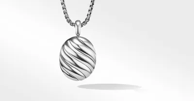 Sculpted Cable Locket Amulet in Sterling Silver