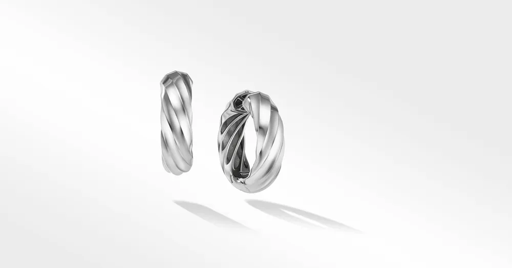 Cable Edge™ Hoop Earrings in Recycled Sterling Silver