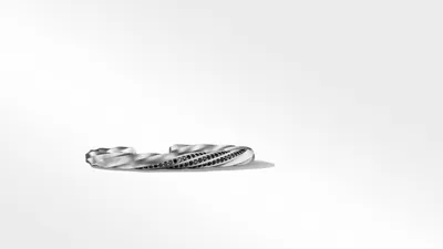 Cable Edge™ Cuff Bracelet Recycled Sterling Silver with Pavé Black Diamonds
