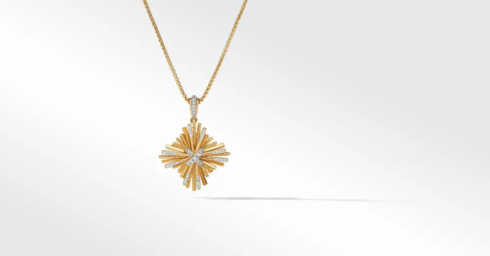 Angelika™ Four Point Pendant Necklace in 18K Yellow Gold with Pavé Diamonds