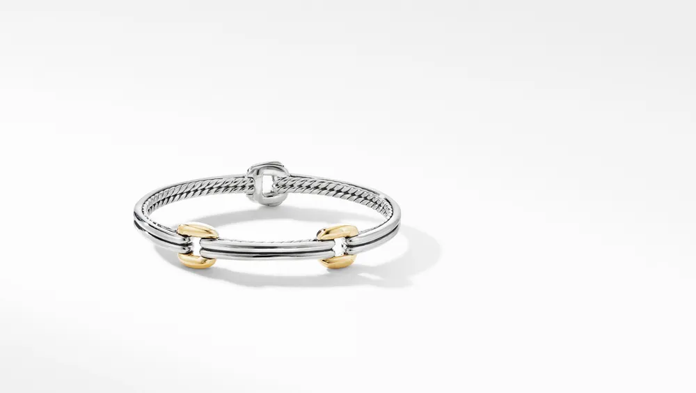 Thoroughbred Double Link Bracelet Sterling Silver with 18K Yellow Gold