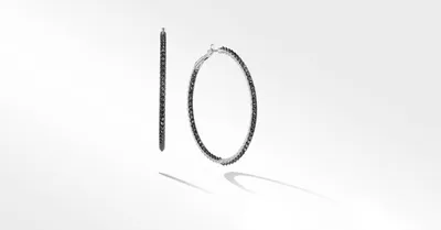 Reverse Set Hoop Earrings in 18K White Gold with Pavé Black Diamonds