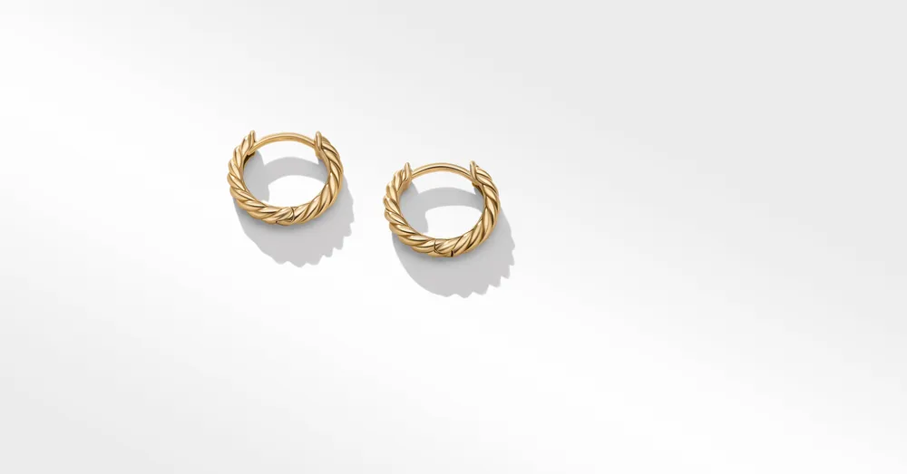 Sculpted Cable Huggie Hoop Earrings in 18K Yellow Gold