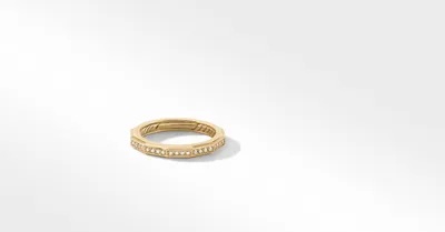 DY Delaunay Faceted Band Ring 18K Yellow Gold with Pavé Diamonds