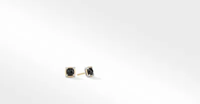 Petite Chatelaine® Stud Earrings in Sterling Silver with Black Onyx, 18K Yellow and Pavé Diamonds