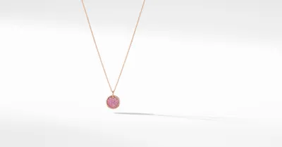 Cable Collectibles® Pavé Plate Necklace in 18K Rose Gold with Pink Sapphires