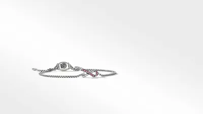 Cable Collectibles® Ribbon Chain Bracelet in Sterling Silver with Pavé Pink Sapphires