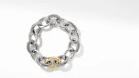 Oval Link Chain Bracelet Sterling Silver with 18K Yellow Gold