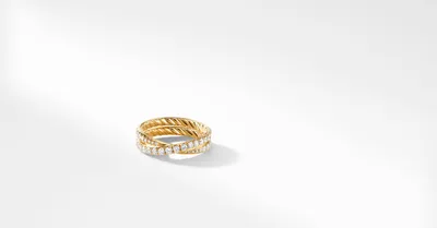 DY Crossover® Band Ring 18K Yellow Gold with Diamonds