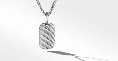Sculpted Cable Tag in Sterling Silver