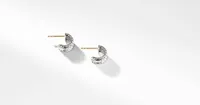 Cable Collectibles® Huggie Hoop Earrings in Sterling Silver with Pavé Diamonds