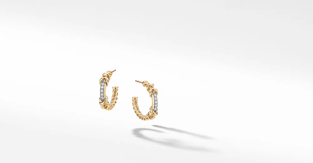 Petite Helena Wrap Hoop Earrings in 18K Yellow Gold with Pavé Diamonds