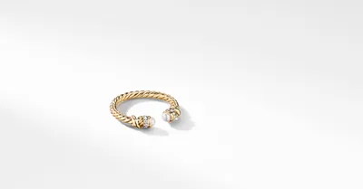 Petite Helena Ring 18K Yellow Gold with Pearls and Pavé Diamonds