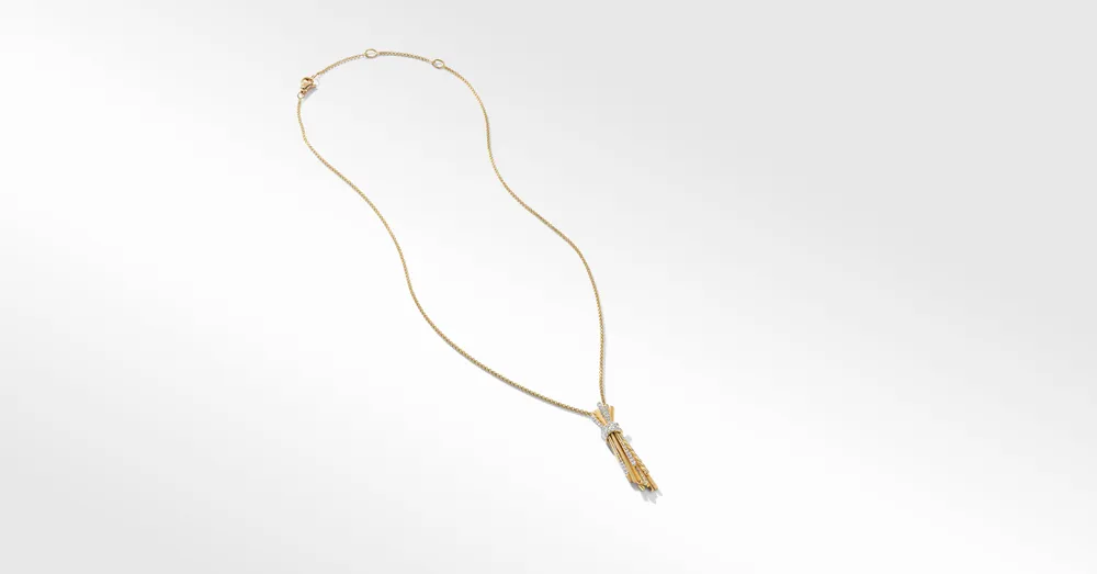 Angelika™ Flair Pendant Necklace in 18K Yellow Gold with Pavé Diamonds