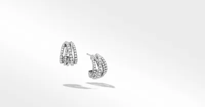 Pavé Crossover Shrimp Earrings in 18K White Gold with Diamonds