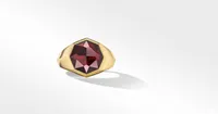 Faceted Signet Ring 18K Yellow Gold with Garnet