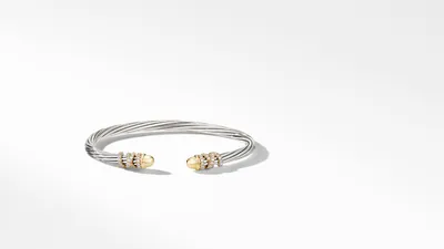 Helena Bracelet Sterling Silver with 18K Yellow Gold Domes and Pavé Diamonds