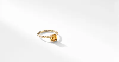 Chatelaine® Ring 18K Yellow Gold with Citrine and Pavé Diamonds