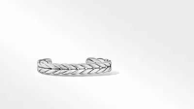 Chevron Woven Cuff Bracelet Sterling Silver