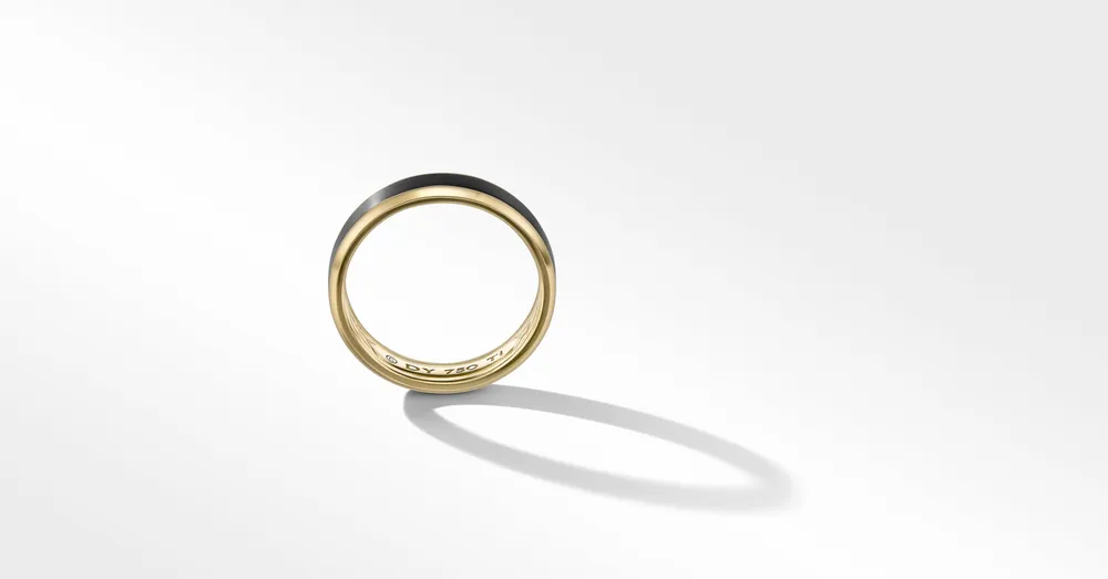 Beveled Band Ring 18K Yellow Gold with Black Titanium