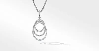 Floating Diamonds Invisible Set Drop Pendant in 18K White Gold