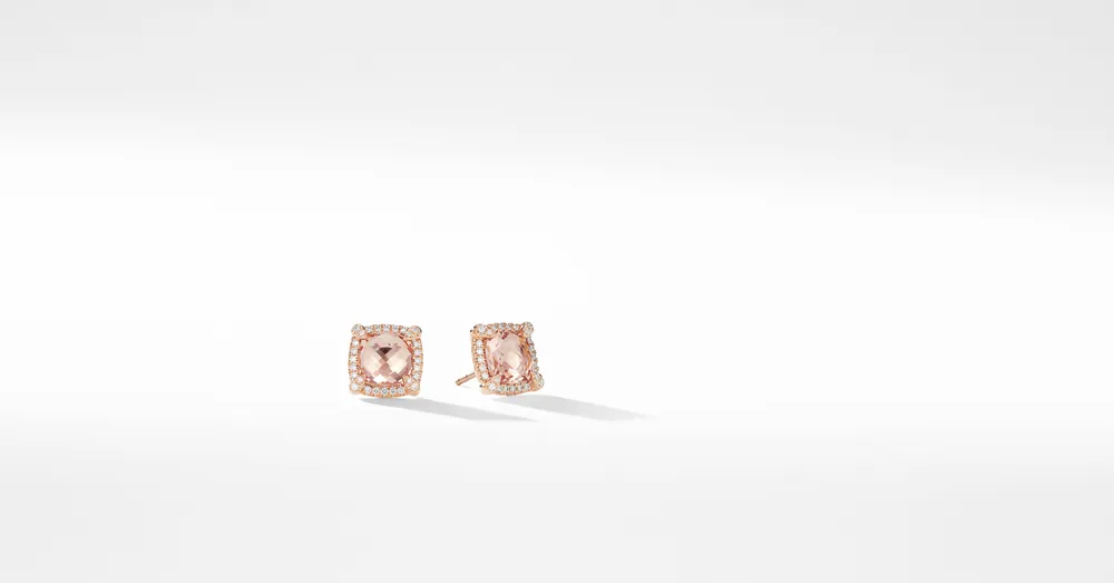 David Yurman Chatelaine Stud Earrings with Morganite & Diamonds in 18K Rose Gold