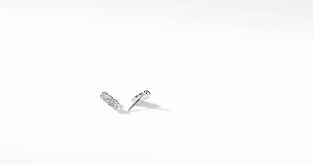 Cable Collectibles® Bar Stud Earrings in 18K Gold with Pavé Diamonds