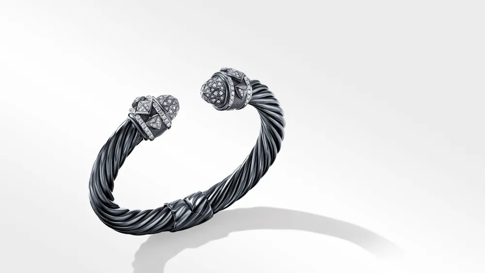 Renaissance Bracelet Blackened Silver with Pavé Diamonds