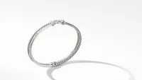 Crossover Buckle Two Row Bracelet Sterling Silver with Pavé Diamonds