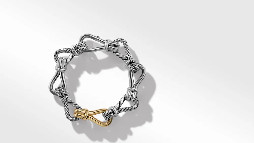 Thoroughbred Loop Chain Bracelet Sterling Silver with 18K Yellow Gold