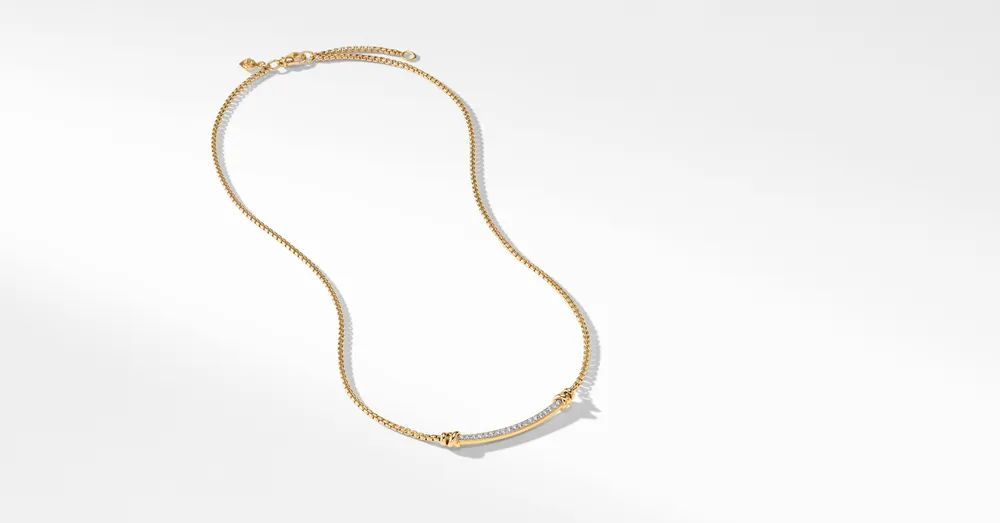 Petite Helena Wrap Station Necklace in 18K Yellow Gold with Pavé Diamonds