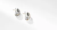 Crossover Shrimp Earrings in Sterling Silver with 14K Yellow Gold