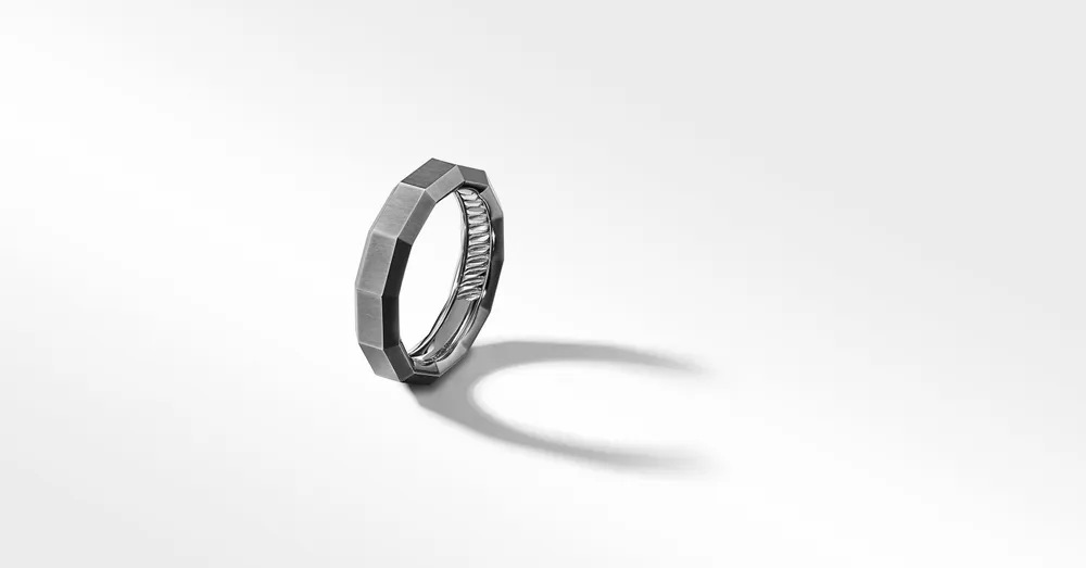Faceted Band Ring Grey Titanium