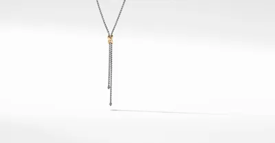 Petite X Lariat Necklace in Sterling Silver with 18K Yellow Gold