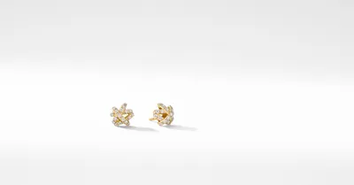 Crossover Stud Earrings in 18K Yellow Gold with Full Pavé Diamonds