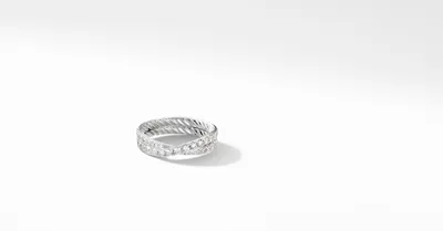 DY Crossover® Band Ring Platinum with Diamonds