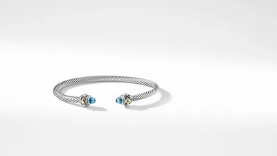 Renaissance Bracelet Sterling Silver with Blue Topaz and 18K Yellow Gold