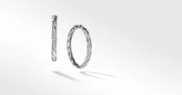 Cable Edge™ Hoop Earrings in Recycled Sterling Silver with Pavé Diamonds