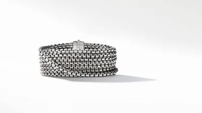 Box Chain Eight Row Bracelet in Sterling Silver
