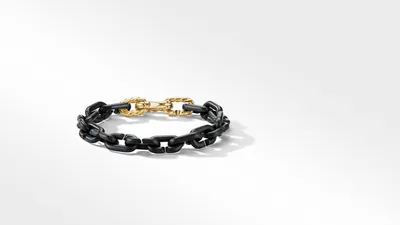 Chain Links Bracelet Black Titanium with 18K Yellow Gold